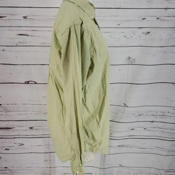 American Eagle Athletic Yellow Blue Striped Button Down Long Sleeve Shirt Size M - Picture 4 of 8